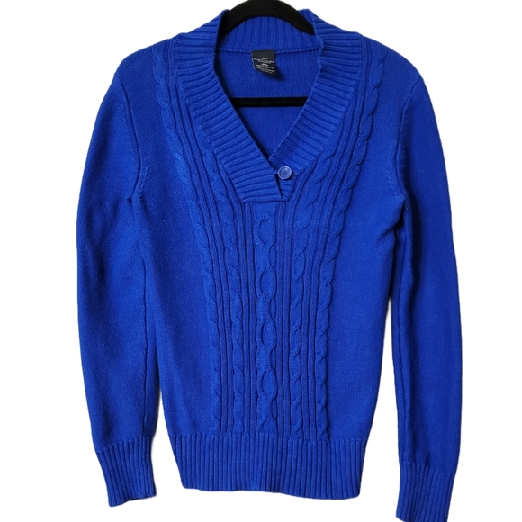 Faded Glory Grandpa Style Sweater Royal Blue Size Large - Picture 1 of 5